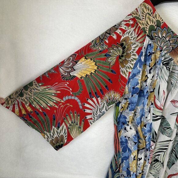 Tropical Resort Blouse Sacred Threads V Neckline Sz L/XL flowy relaxed island - Picture 8 of 10